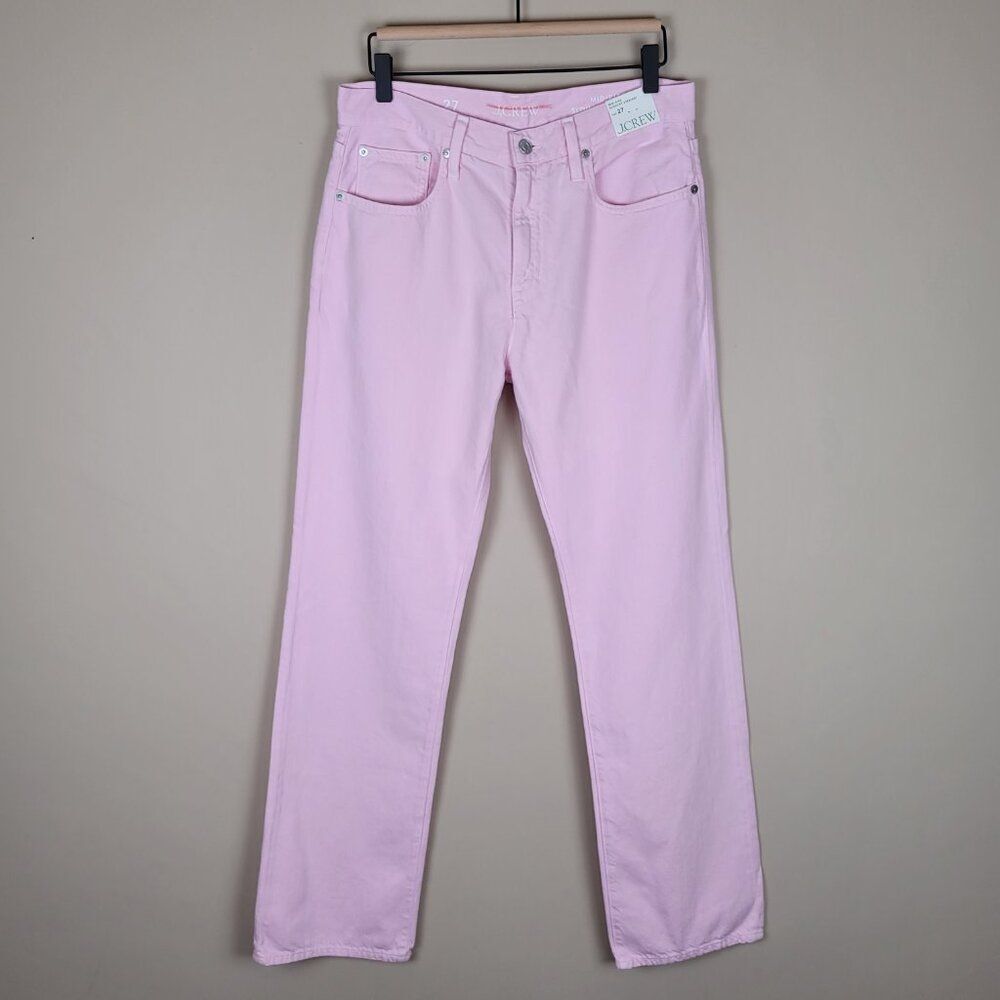 J. Crew Garment Dyed Slouchy Straight Jean Mid Rise Pink Size 27 NWT